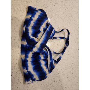 Athleta Bikini Top 34 B/c Swimwear Blue White Tie Dye Underwire